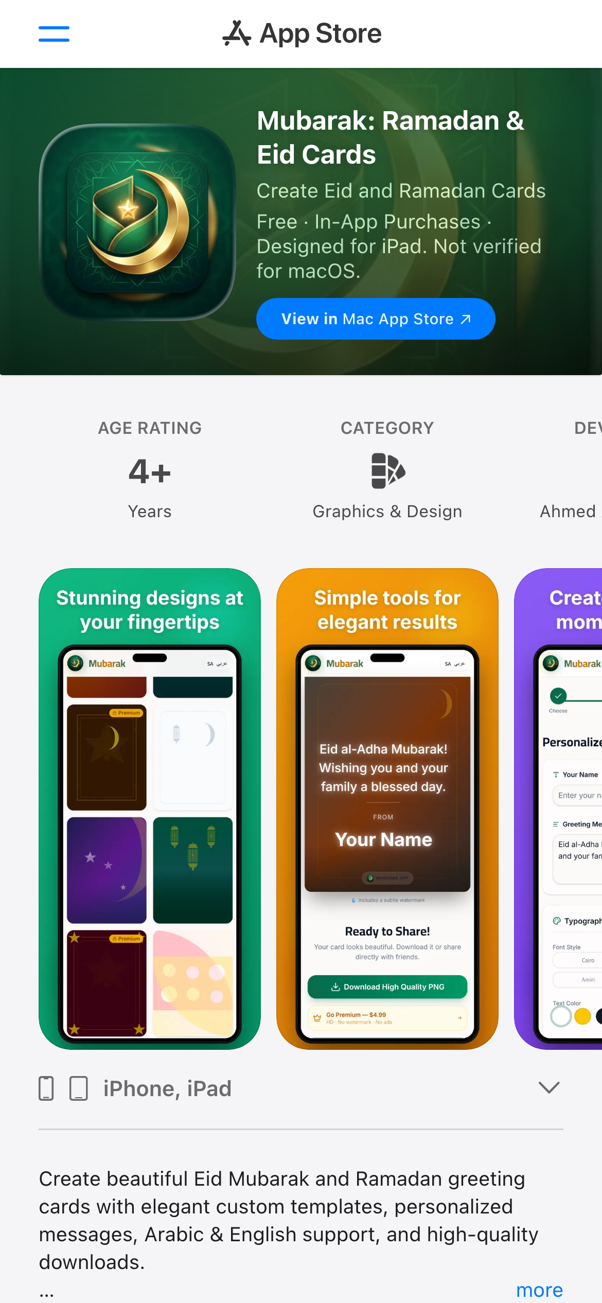 Mubarak: Ramadan & Eid Cards – L’application ultime pour des vœux personnalisés